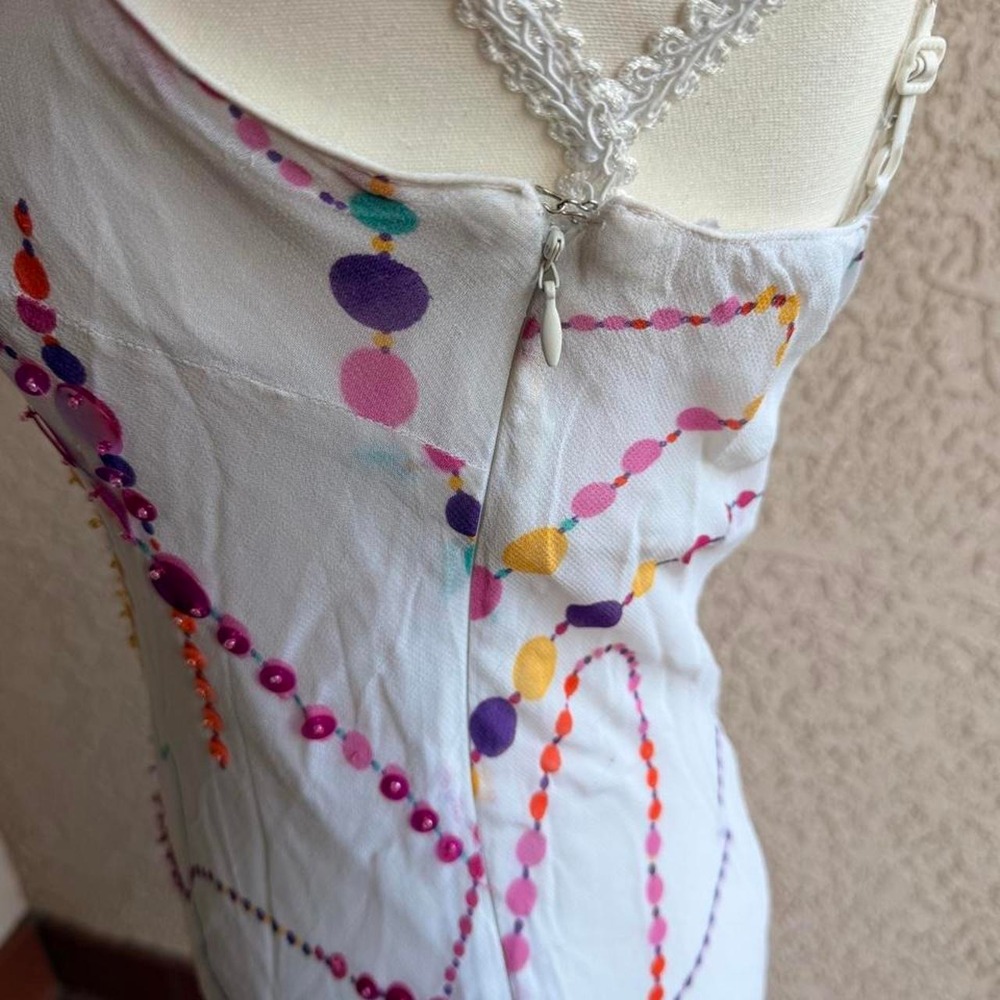 Eva Blue white beaded dress with adjustable straps - Picture 7 of 8